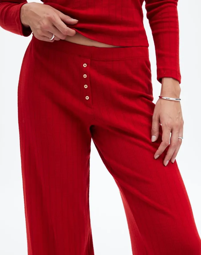 Women Madewell X LESET Pointelle Perfect Tee and Pant Set Red Madewell Tees