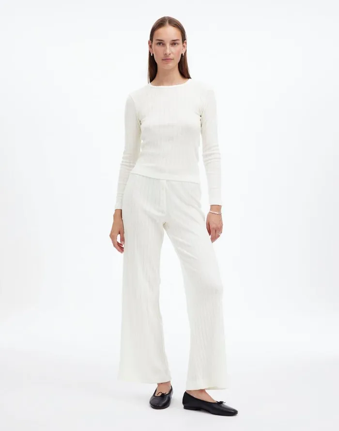 Women Madewell X LESET Pointelle Perfect Tee and Pant Set White Madewell Matching Sets Women Madewell X LESET Pointelle Perfect Tee and Pant Set White Madewell Matching Sets