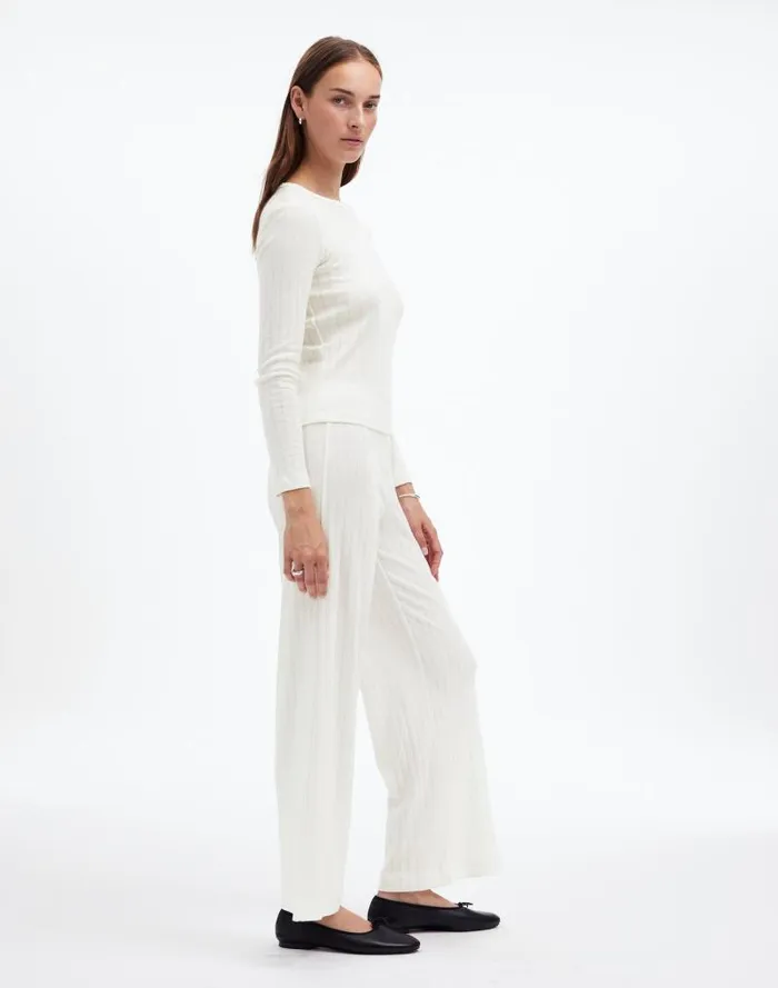 Women Madewell X LESET Pointelle Perfect Tee and Pant Set White Madewell Matching Sets