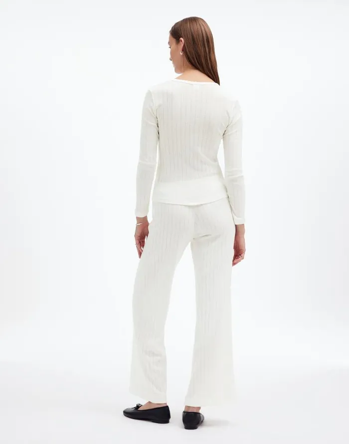 Women Madewell X LESET Pointelle Perfect Tee and Pant Set White Madewell Matching Sets