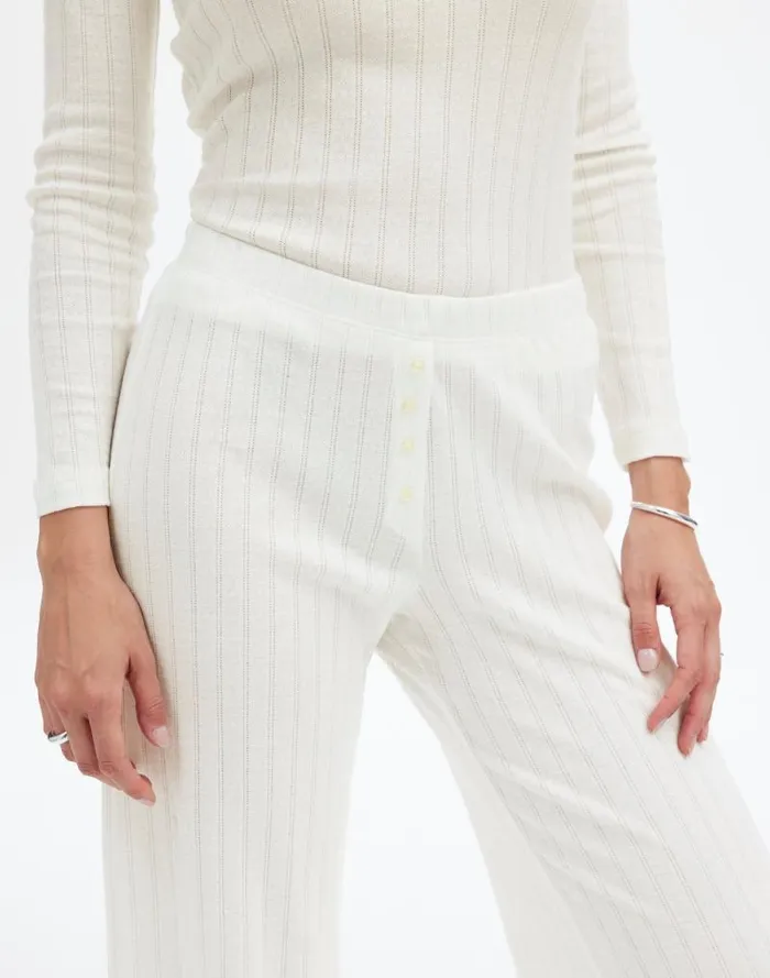 Women Madewell X LESET Pointelle Perfect Tee and Pant Set White Madewell Matching Sets