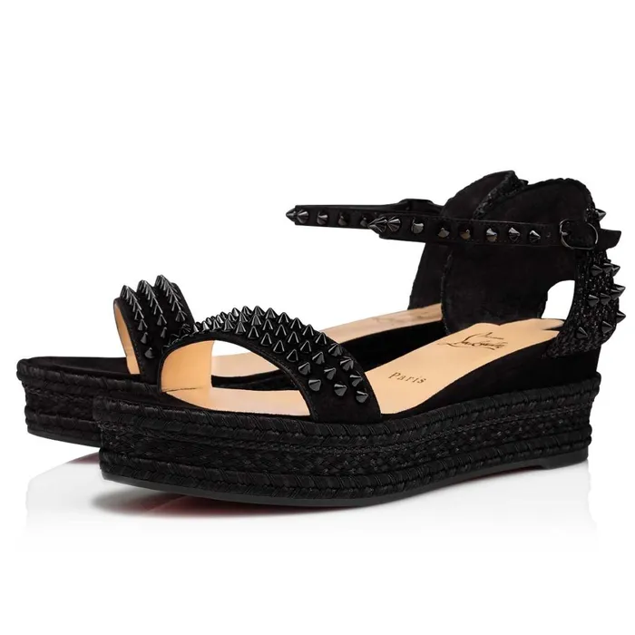 Women Madmonica 60 Mm Espadrilles 8211 Suede Calf 8211 Black Black Christian Louboutin Wedges Women Madmonica 60 Mm Espadrilles 8211 Suede Calf 8211 Black Black Christian Louboutin Wedges