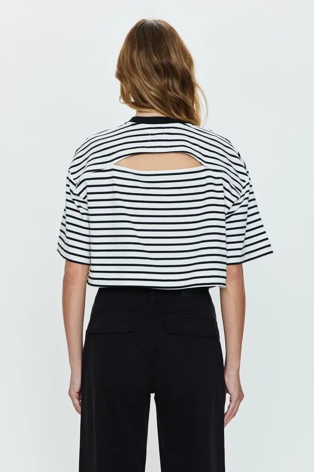 Women Mae Tee 8211 Black and White Stripe Pistola Denim Tees and Tanks