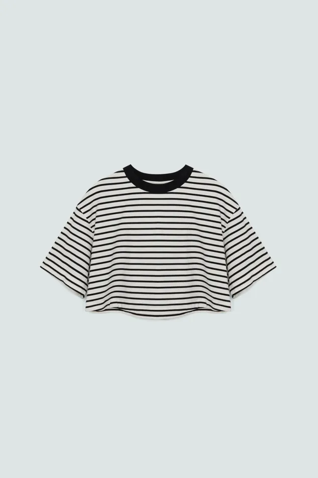 Women Mae Tee 8211 Black and White Stripe Pistola Denim Tees and Tanks