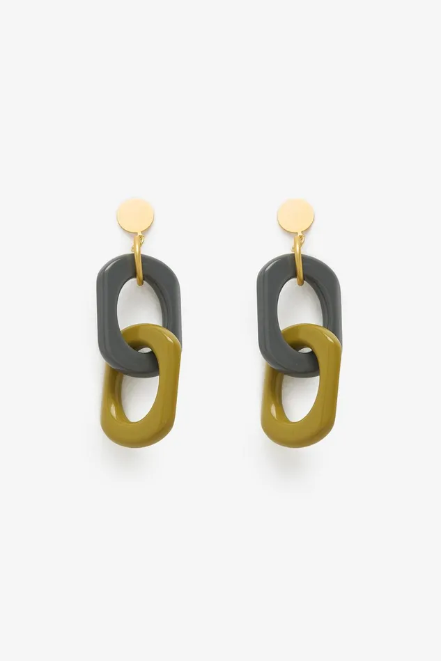 Women Malparmi Bijoux Multi Resin Chain Earrings Greengrey