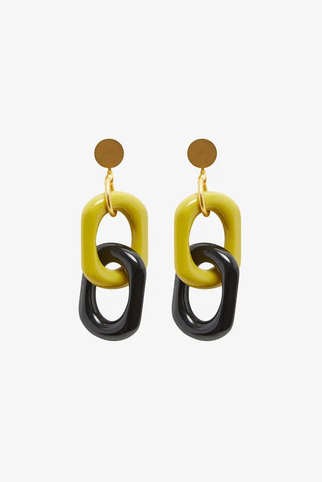 Women Malparmi Bijoux Multi Resin Chain Earrings Yellowbrown