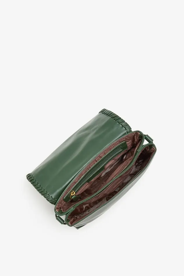 Women Malparmi Crossbody Bags Medium Leather Tress Crossbody Bag Fern Green