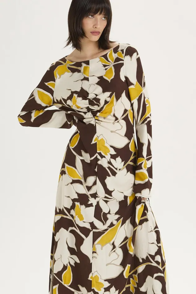 Women Malparmi Dresses Calliope Flower Dress Brownyellowivory