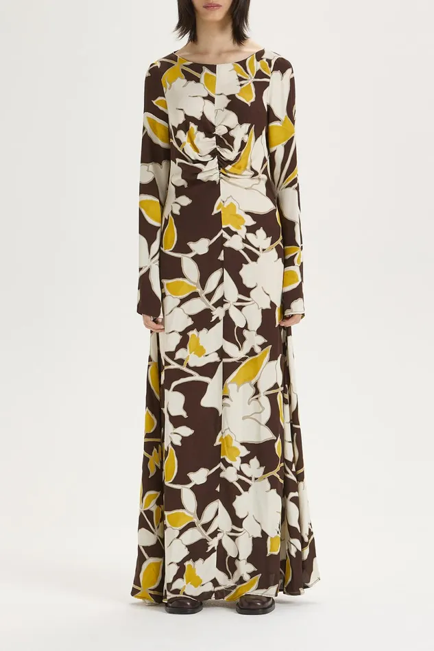 Women Malparmi Dresses Calliope Flower Dress Brownyellowivory