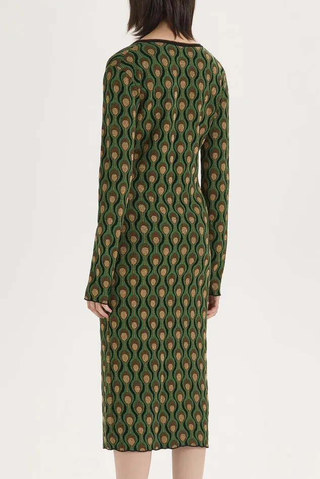 Women Malparmi Dresses Comfort Jacquard Dress Blackdark Green