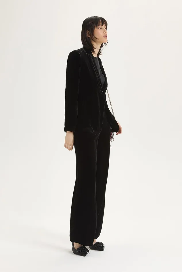 Women Malparmi Jackets Fluid Velvet Jacket Black