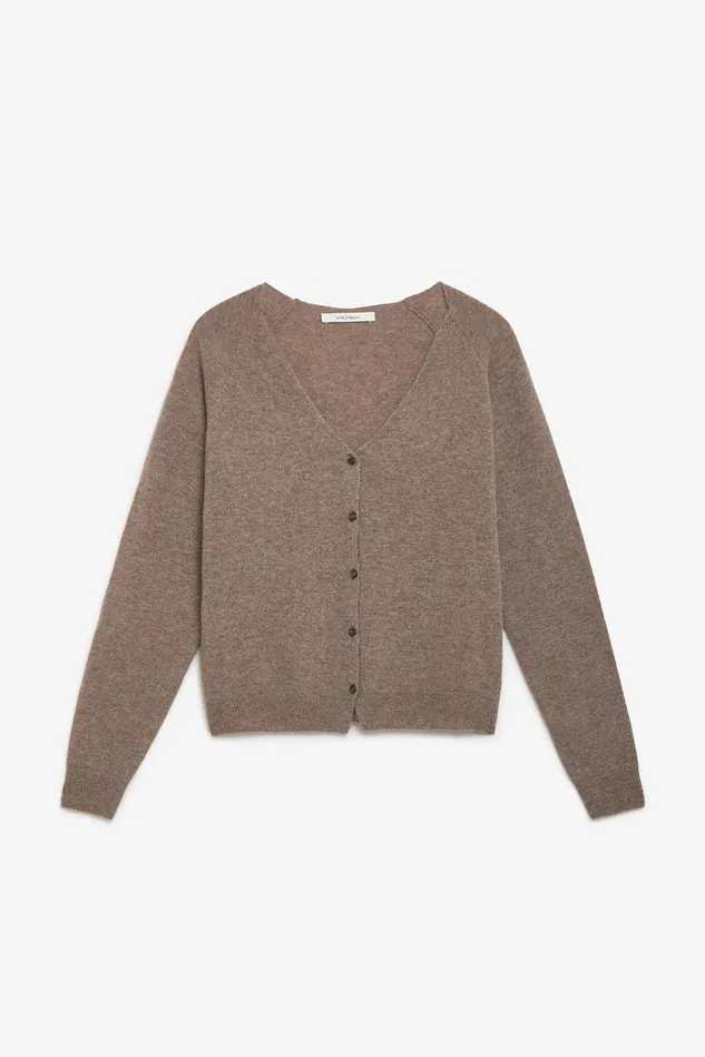 Women Malparmi Knitwear Cashmere Wool Cardigan Greige