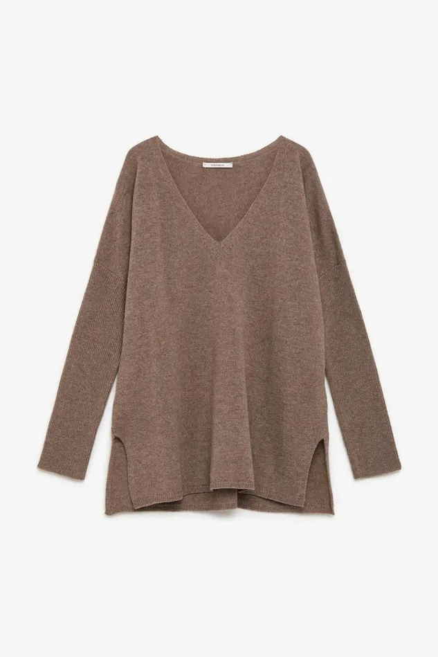 Women Malparmi Knitwear Cashmere Wool Sweater Greige