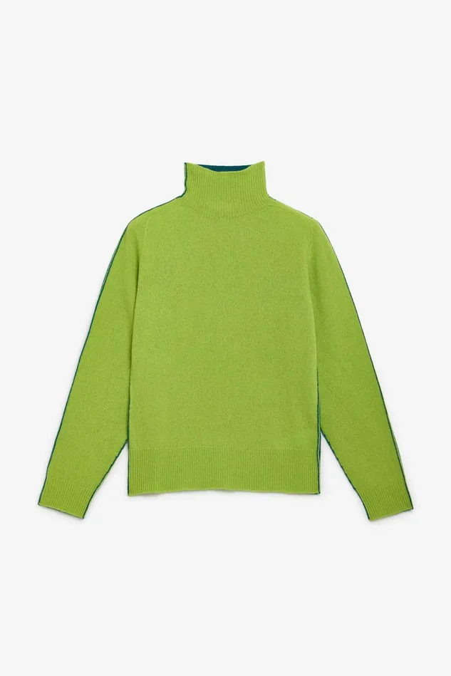 Women Malparmi Knitwear Cashmerewool Bicolor Sweater Greenmilitary Green