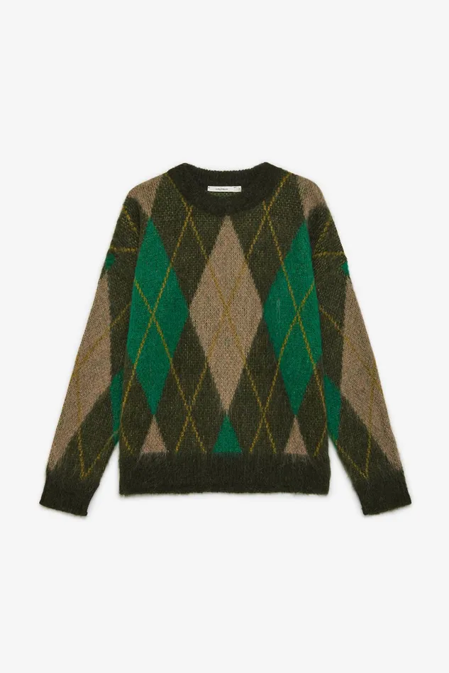 Women Malparmi Knitwear Mohair Check Sweater Brownmulticolour