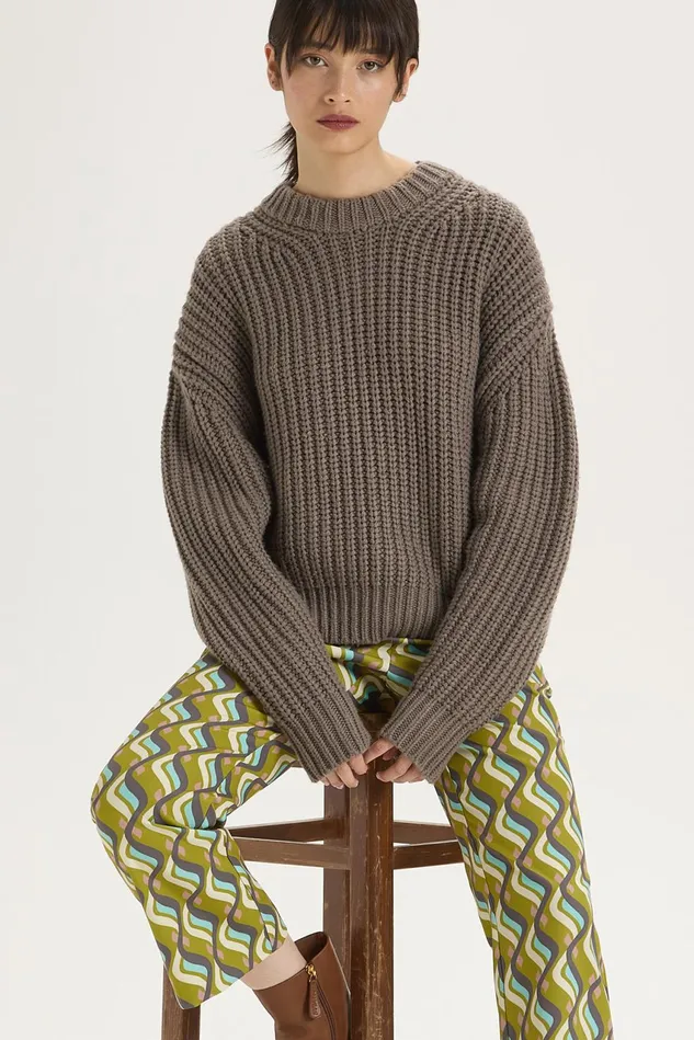 Women Malparmi Knitwear Soft Alpaca Sweater Grey
