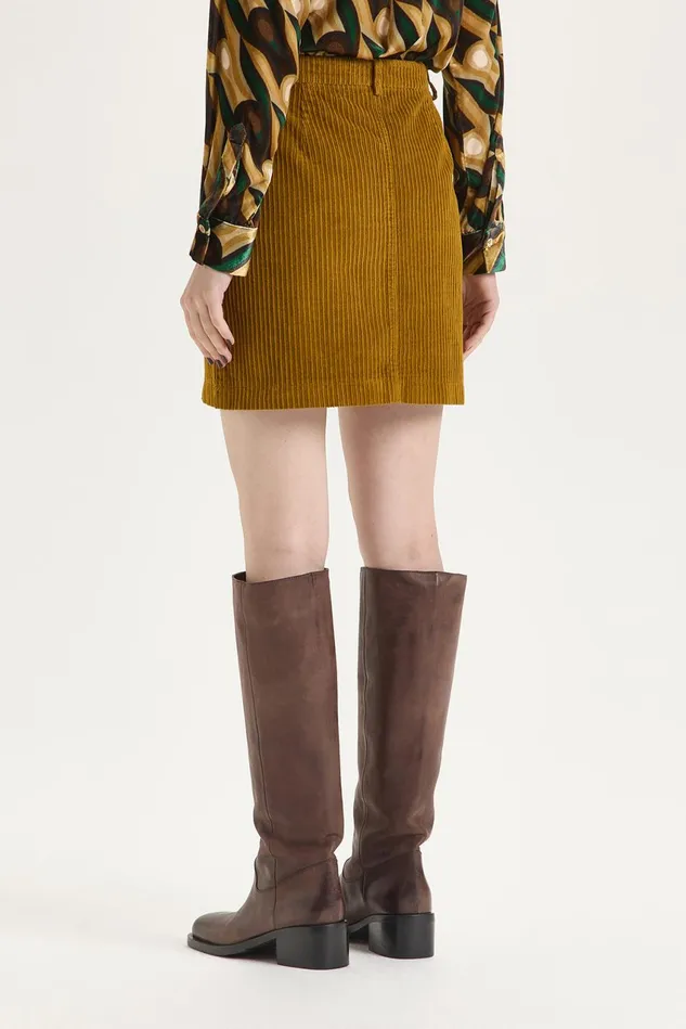 Women Malparmi Skirts Corduroy Velvet Skirt Olivegreen