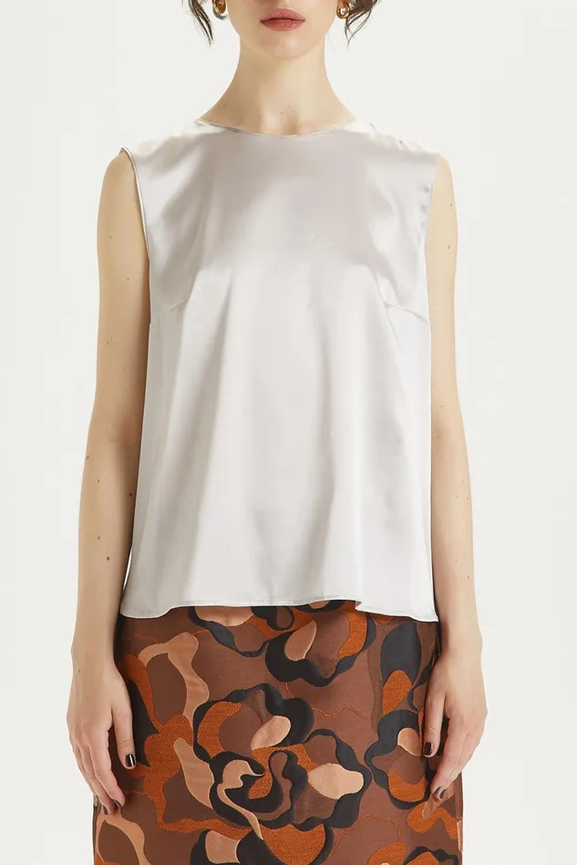 Women Malparmi Tshirts And Tops Silk Satin Top Light Grey