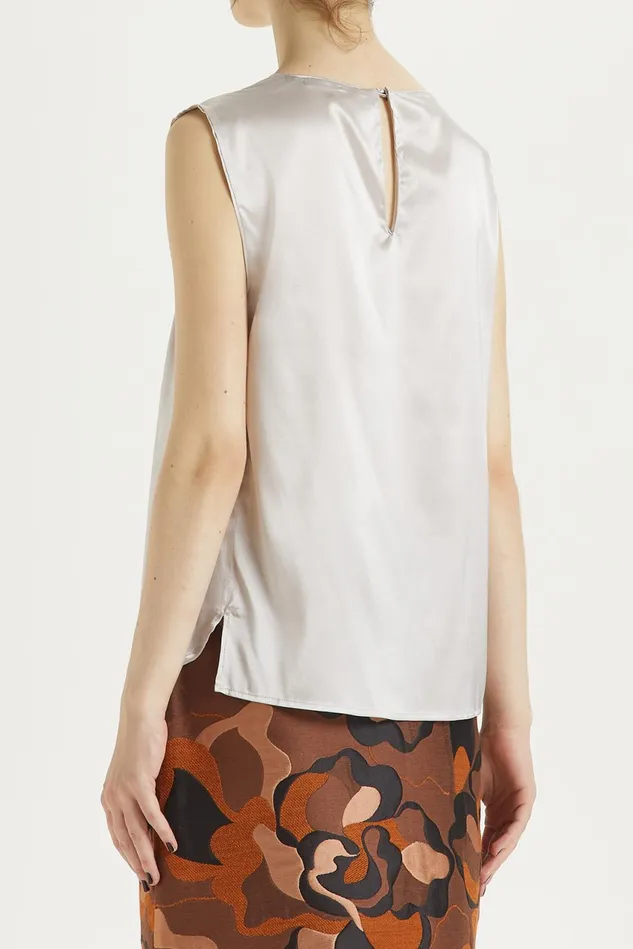 Women Malparmi Tshirts And Tops Silk Satin Top Light Grey