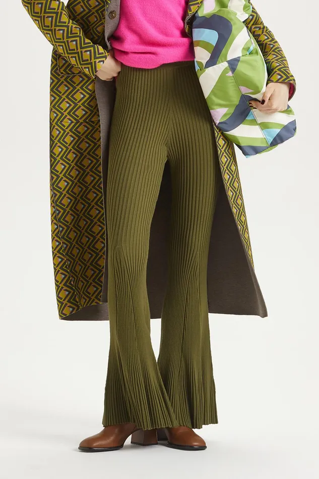 Women Malparmi Trousers Elastic Yarn Trousers Fern Green