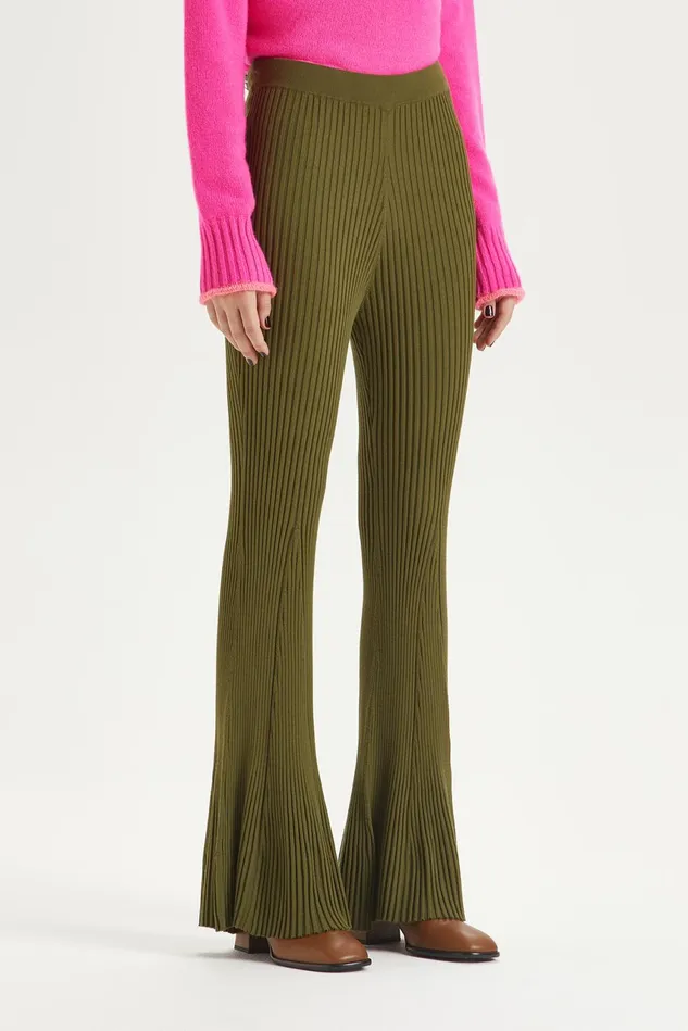 Women Malparmi Trousers Elastic Yarn Trousers Fern Green
