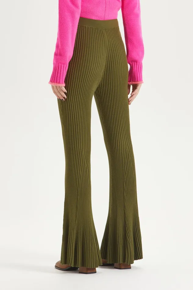 Women Malparmi Trousers Elastic Yarn Trousers Fern Green