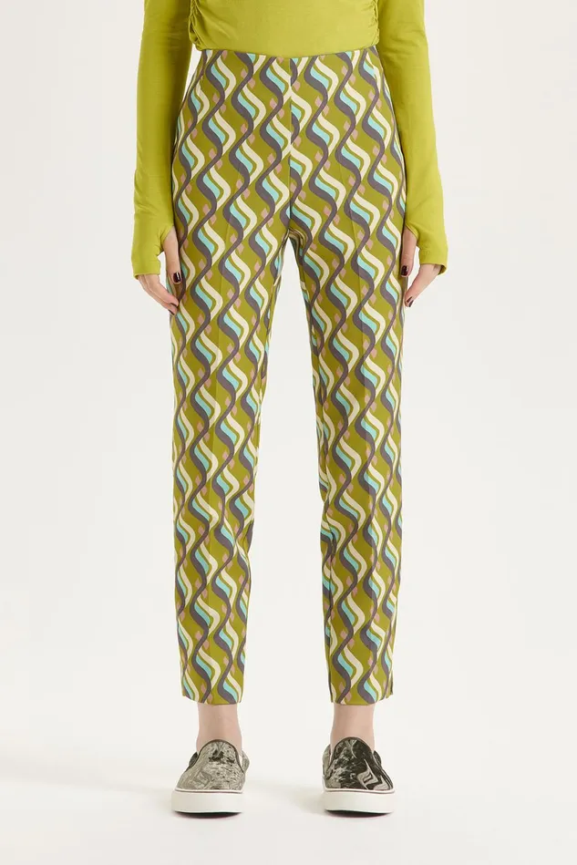 Women Malparmi Trousers Lira Cady Print Trousers Greenpink