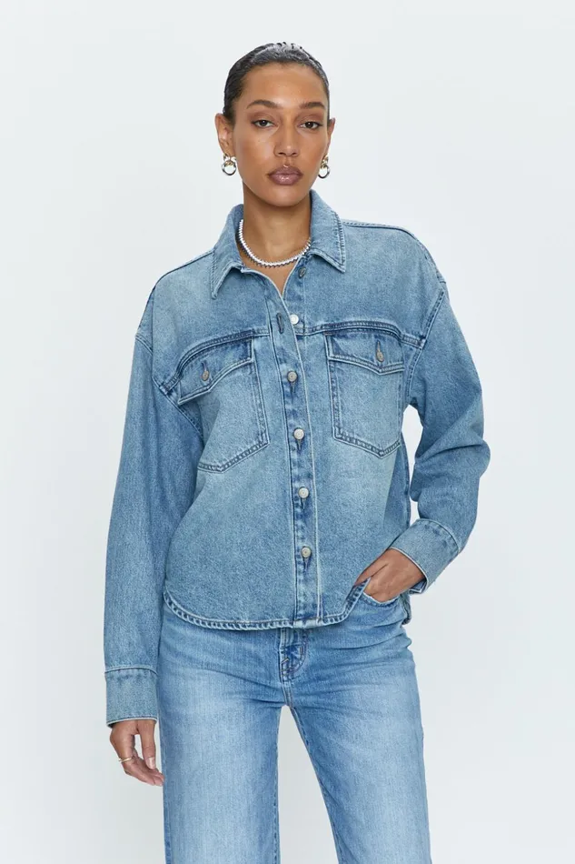 Women Mandy Crop Shacket 8211 Marcel Pistola Denim Denim