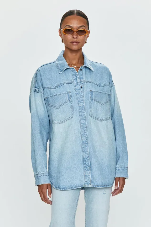 Women Mandy Western Shacket 8211 Radiant Pistola Denim Denim