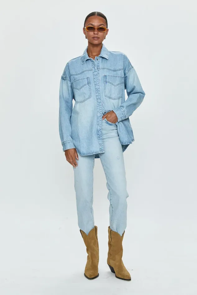 Women Mandy Western Shacket 8211 Radiant Pistola Denim Denim