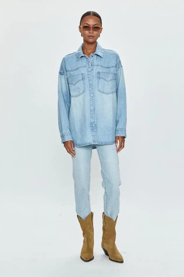 Women Mandy Western Shacket 8211 Radiant Pistola Denim Denim