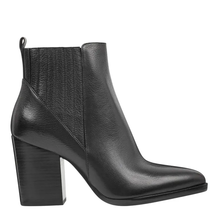 Women Marc Fisher Booties Alva Pointy Toe Bootie Black Leather