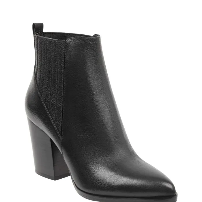 Women Marc Fisher Booties Alva Pointy Toe Bootie Black Leather