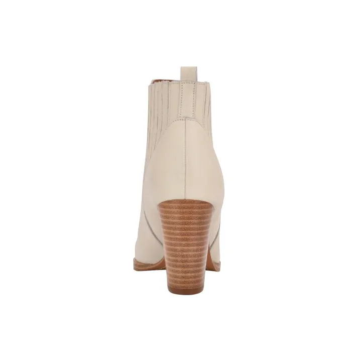 Women Marc Fisher Booties Alva Pointy Toe Bootie Chic Cream Leather