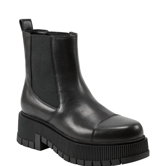 Women Marc Fisher Booties Bermida Lug Sole Bootie Black Leather
