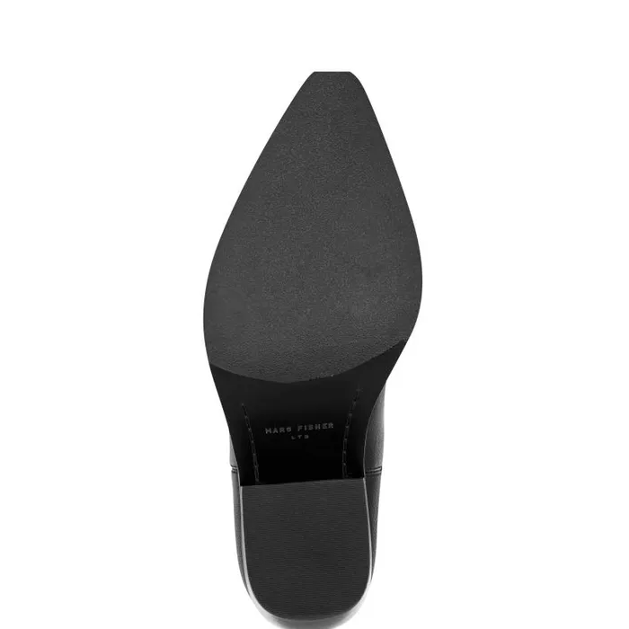 Women Marc Fisher Booties Elyma Perferated Western Bootie Black Leather