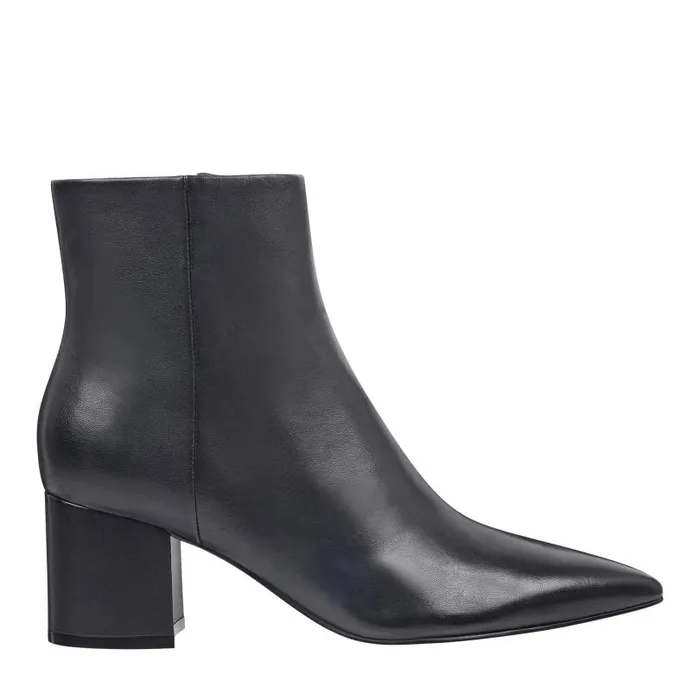 Women Marc Fisher Booties Jarli Pointy Ankle Bootie Black Leather