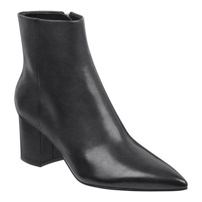 Women Marc Fisher Booties Jarli Pointy Ankle Bootie Black Leather