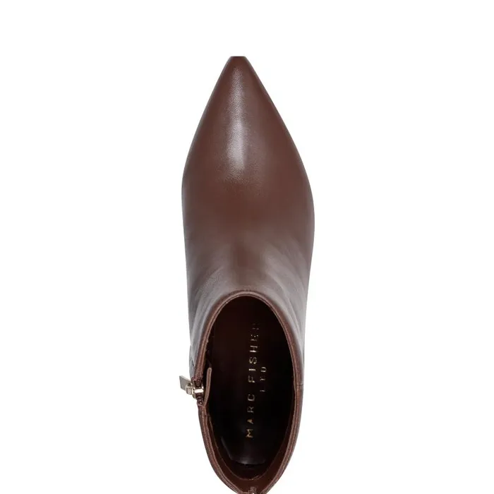 Women Marc Fisher Booties Leonna Ankle Bootie Dark Brown Leather