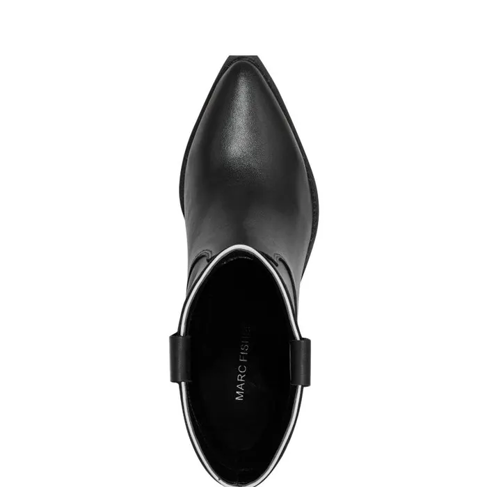 Women Marc Fisher Booties Nonie Western Ankle Bootie Black Leather