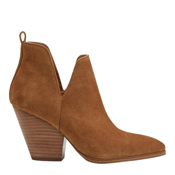 Women Marc Fisher Booties Tanilla Heeled Bootie Camel Suede