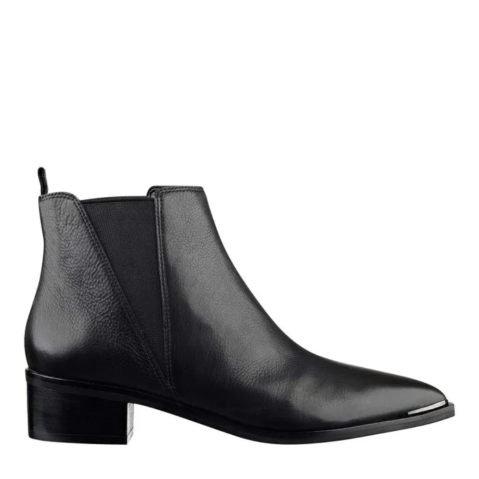 Women Marc Fisher Booties Yale Pointy Toe Chelsea Bootie Black Leather