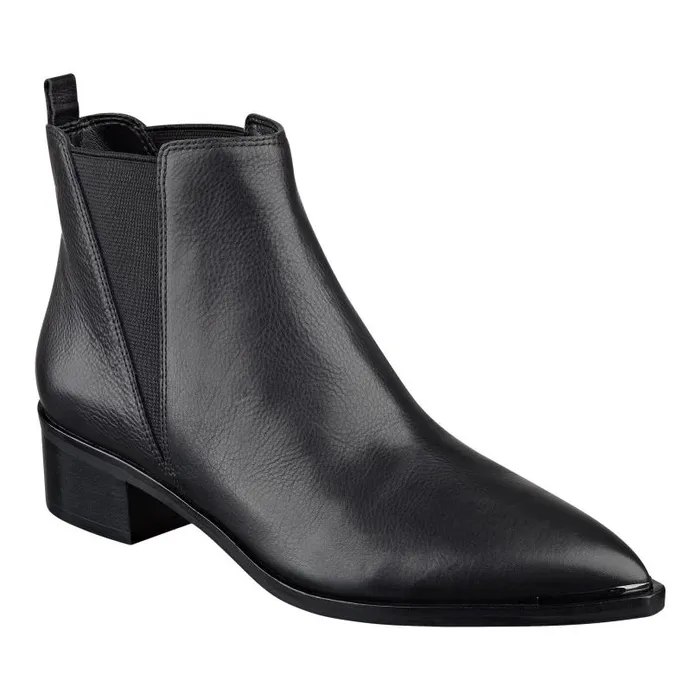 Women Marc Fisher Booties Yale Pointy Toe Chelsea Bootie Black Leather