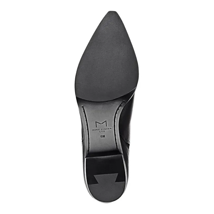 Women Marc Fisher Booties Yale Pointy Toe Chelsea Bootie Black Leather
