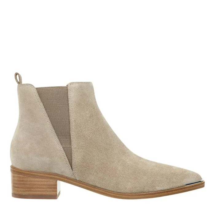 Women Marc Fisher Booties Yale Pointy Toe Chelsea Bootie Taupe Suede