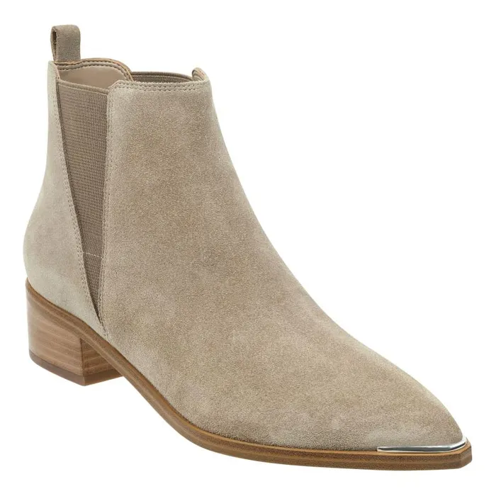Women Marc Fisher Booties Yale Pointy Toe Chelsea Bootie Taupe Suede