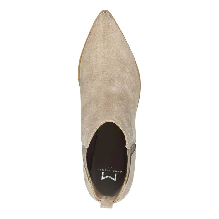 Women Marc Fisher Booties Yale Pointy Toe Chelsea Bootie Taupe Suede