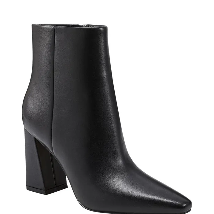 Women Marc Fisher Booties Yanara Heeled Bootie Black Leather