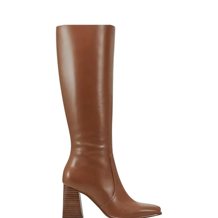 Women Marc Fisher Boots and Booties Dreeam Block Heeled Boot Tan Leather
