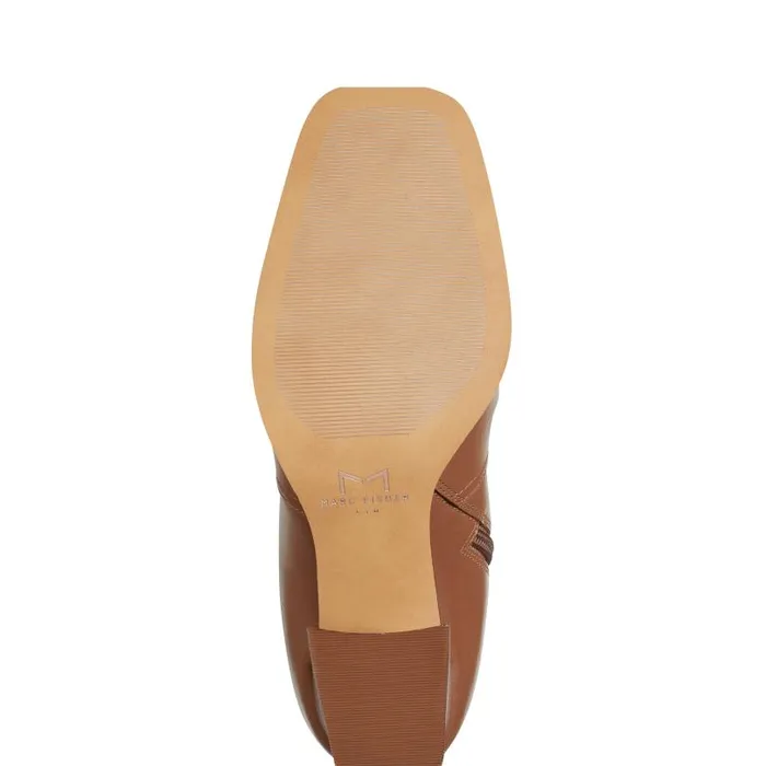 Women Marc Fisher Boots and Booties Dreeam Block Heeled Boot Tan Leather